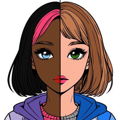 split realistic girl