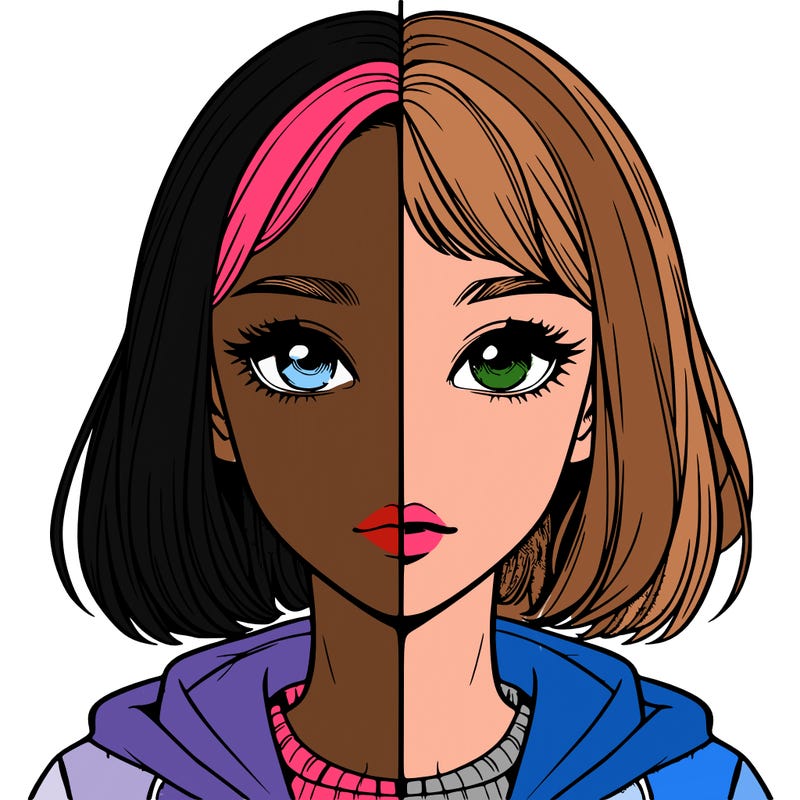 split realistic girl