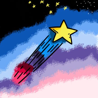 a shooting star in the sky