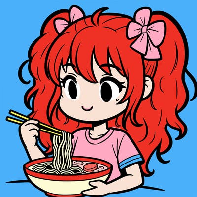 a girl eating ramen