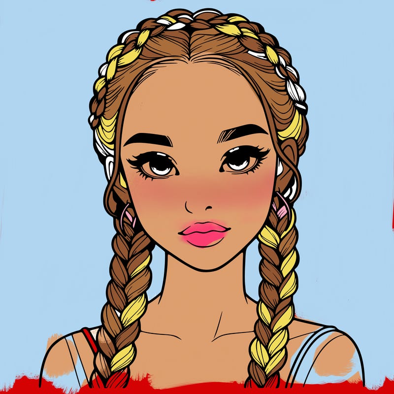 realistic girl with braids