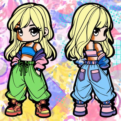 girl in crop top and baggy pants