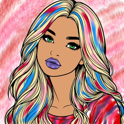 realistic girl with hair on her hair and lips