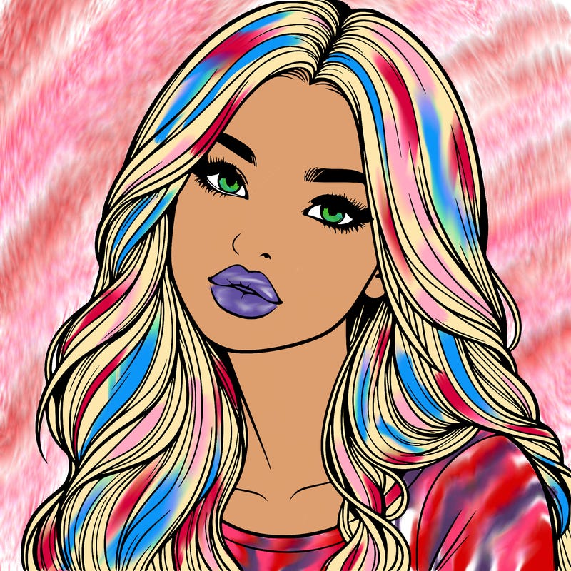 realistic girl with hair on her hair and lips