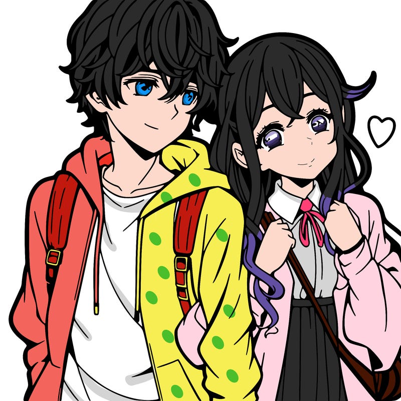 anime girl and boy in love