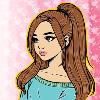 realistic girl with a high ponytail