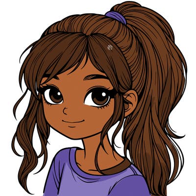 realistic girl with ponytail