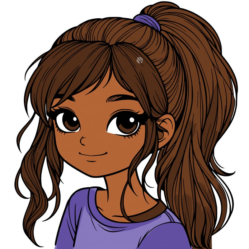 realistic girl with ponytail