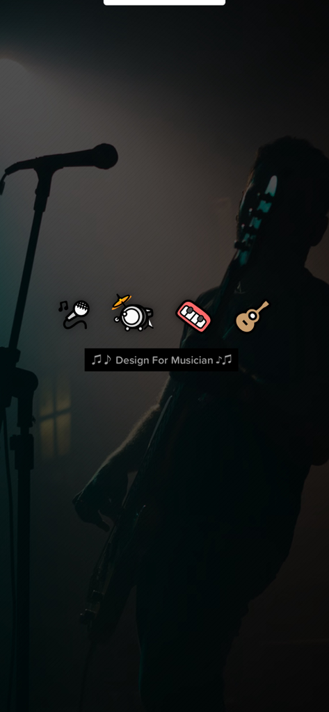 Audio Jam: AI for musicians - Silhouette of a musician on stage with icons representing vocals, drums, keyboards, and guitar stems.