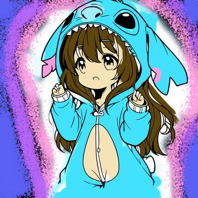 anime girl in a stitch onsie