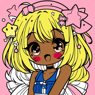 cute anime girl with star accessories