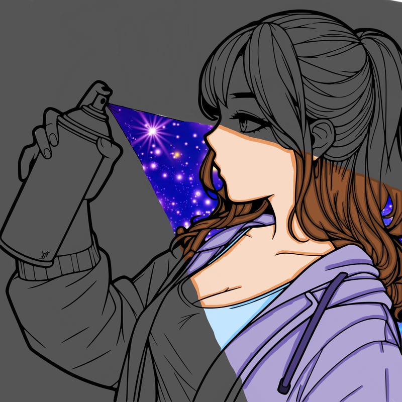 a realistic girl spray, painting