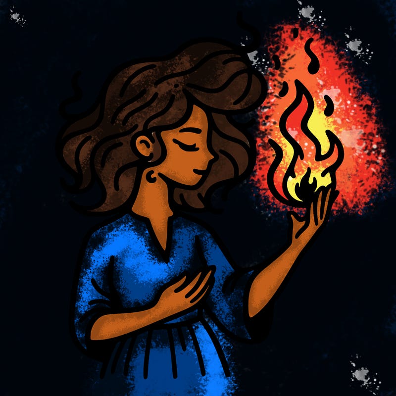 woman with fire