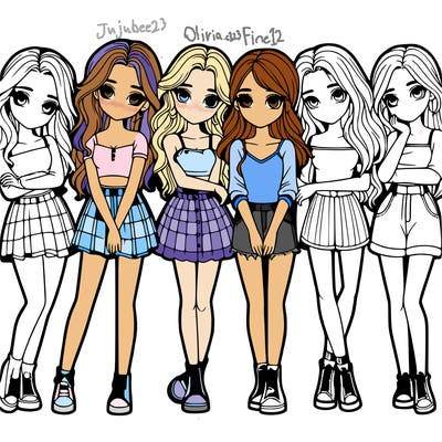 a group of girls realistic