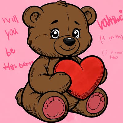 a realistic stuffed bear holding a heart.