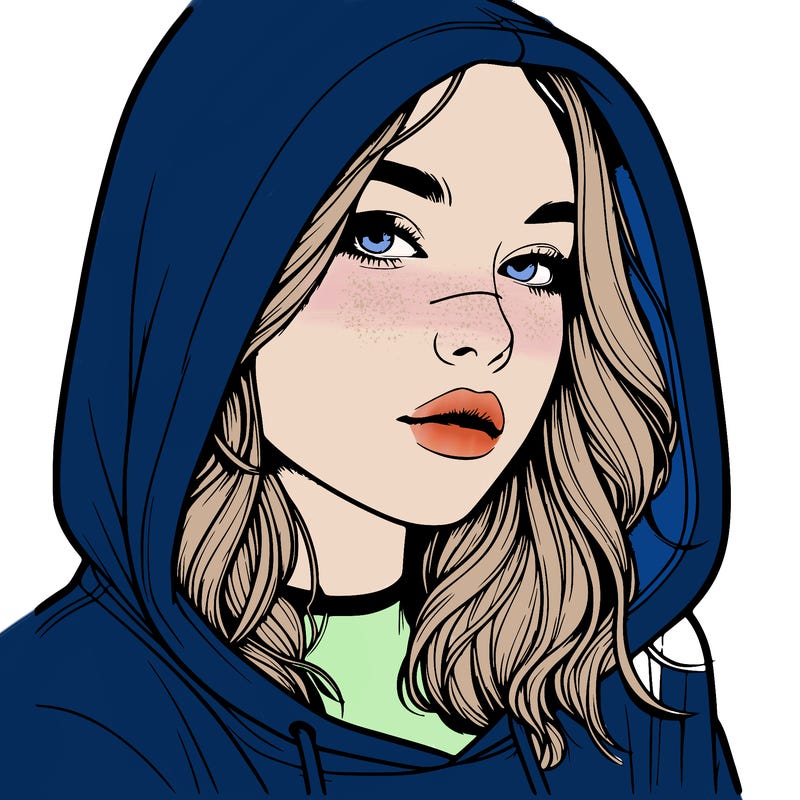 realistic girl with hood on