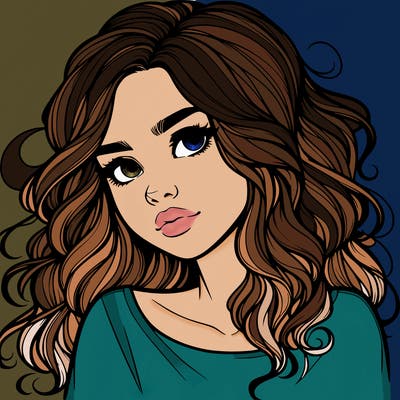 realistic girl with wavy hair on her hair
