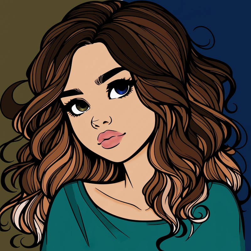 realistic girl with wavy hair on her hair