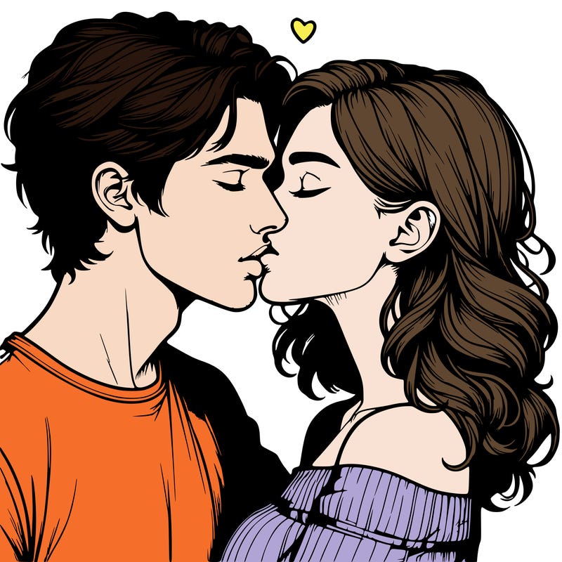 realistic couple kissing