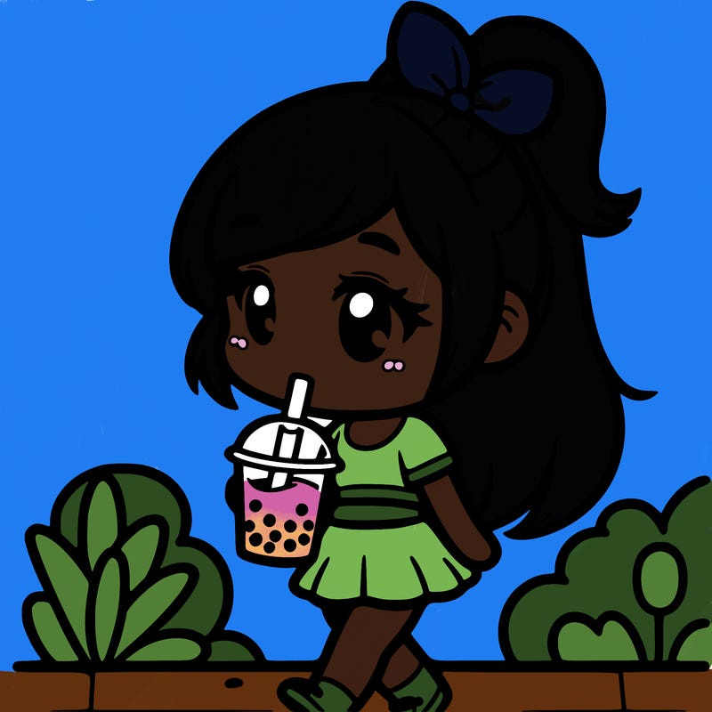 cute girl drinking boba