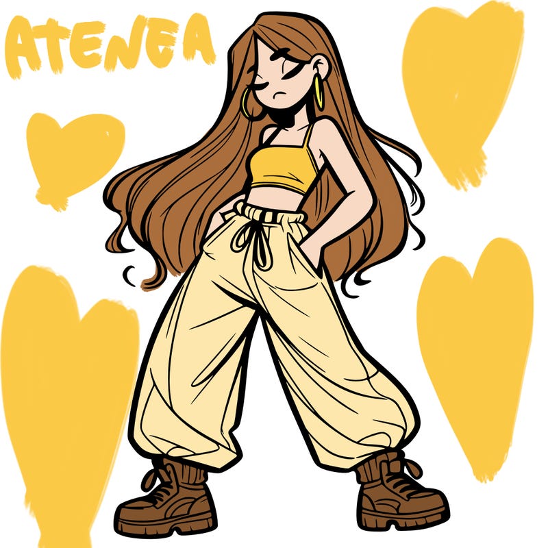 girl in baggy pants crop top and long hair