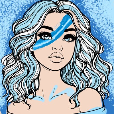 realistic girl with wavy hair and lips