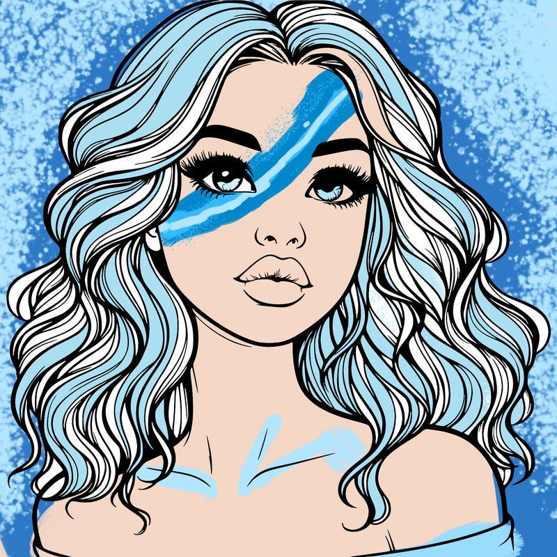 realistic girl with wavy hair and lips