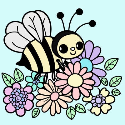 bee with flowers