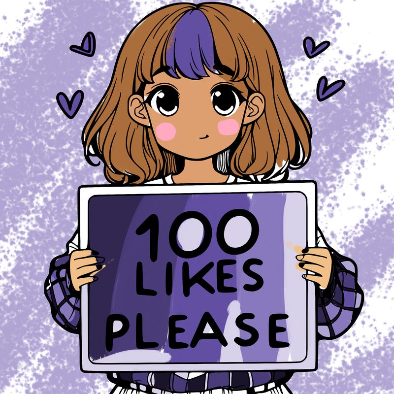 a girl holding a sign saying 100 likes please