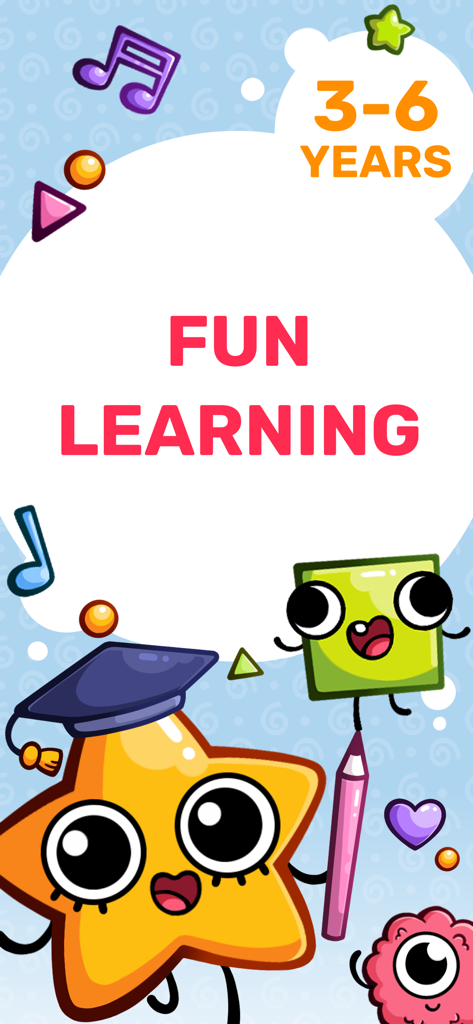 Learning Games for Kids . - Fun learning games for kids aged 3 to 6 with animated star and square characters