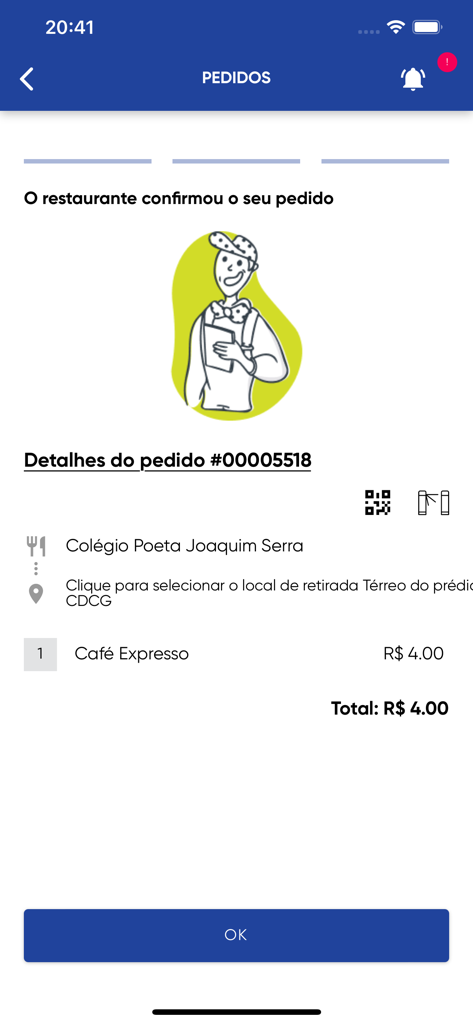 Sodexo Direct - Sodexo Direct app order confirmation screen showing order details for a coffee