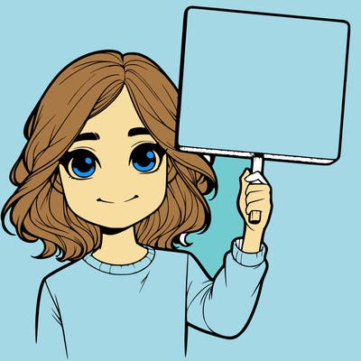 realistic girl holding up a sign