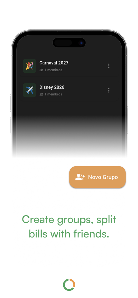 Duo Fin - Budget Planner - Pantalla de la aplicación Duo Fin mostrando seguimiento de gastos grupales para facturas compartidas y viajes con amigos