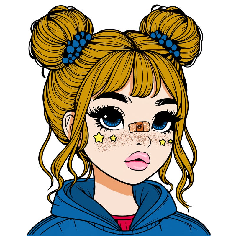 realistic girl with space buns