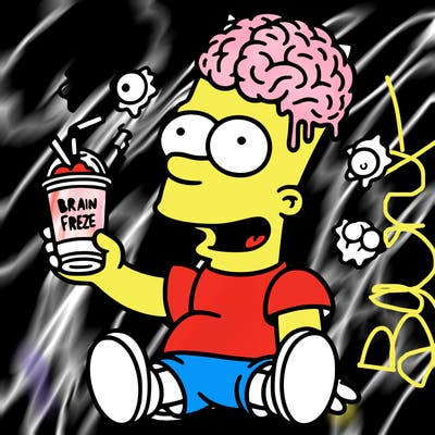 bart drinking soda with a brain freeze