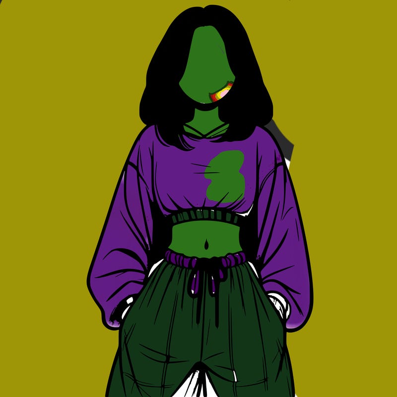 realistic girl faceless with baggy pants and a crop top