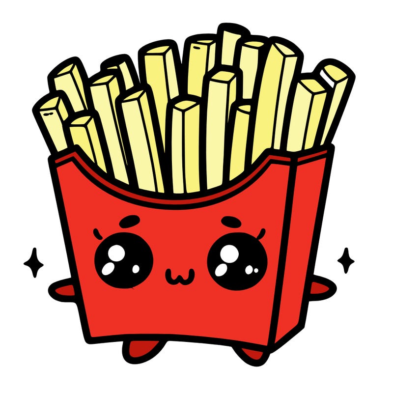a cute. french fries