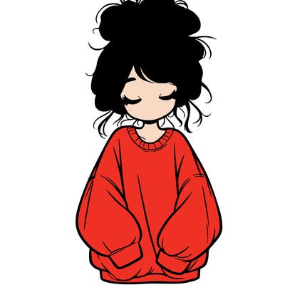 girl with baggy sweatshirt and messy bun