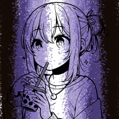manga character drinking boba