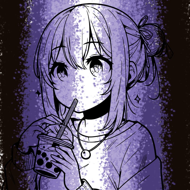 manga character drinking boba