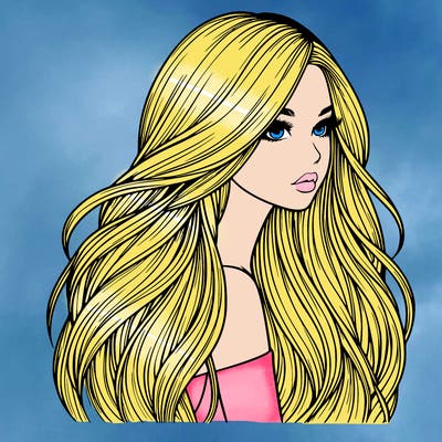 realistic girl with long realistic hair