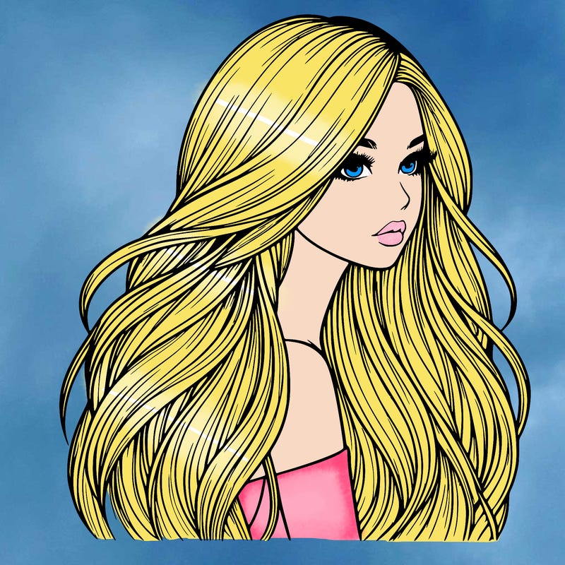 realistic girl with long realistic hair