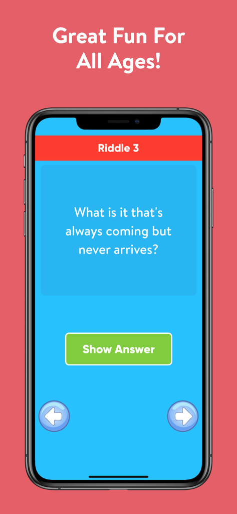 Un smartphone mostrando una pantalla de acertijo de la aplicación Acertijos Difíciles Con Respuestas.