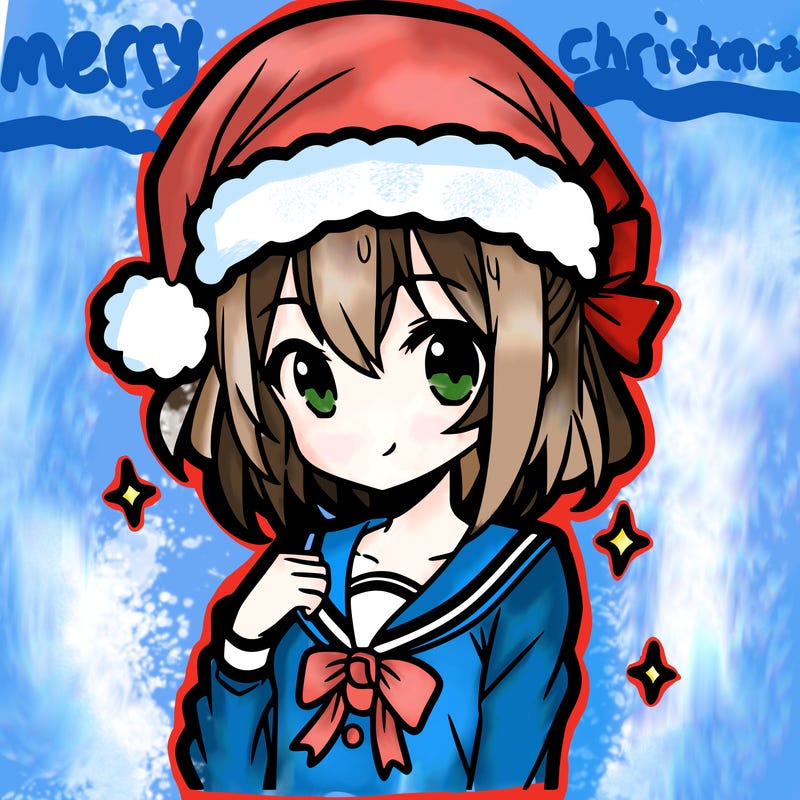 anime girl wearing a santa hat