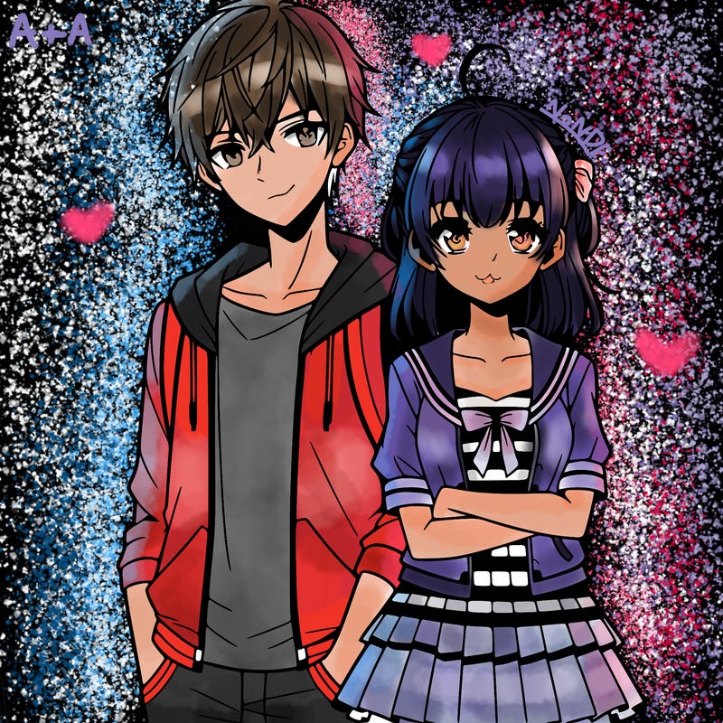 anime teen girl and boy