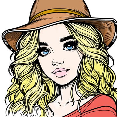 realistic girl with hat