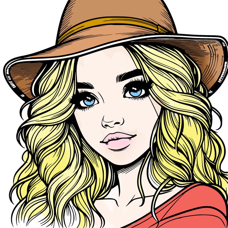 realistic girl with hat