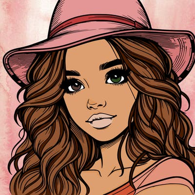 realistic girl with hat