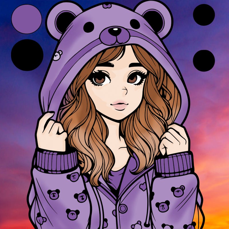 realistic girl in a animal pjs hoodie