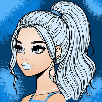 realistic girl with a high ponytail